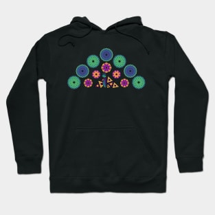 Mandala Peacock | Rainbow Polygons Black Hoodie